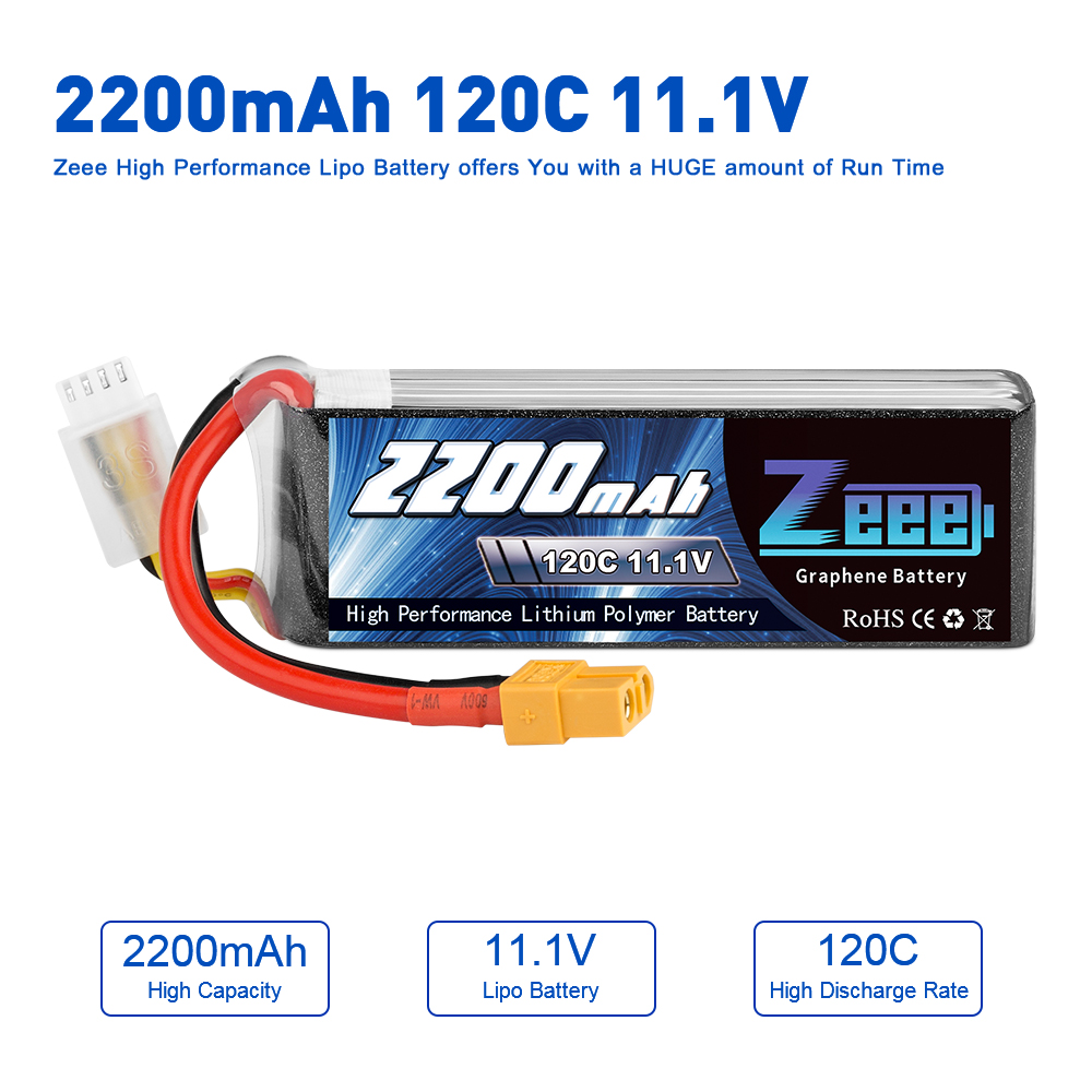 11.1V 120C 2200mAh soft pack with XT60