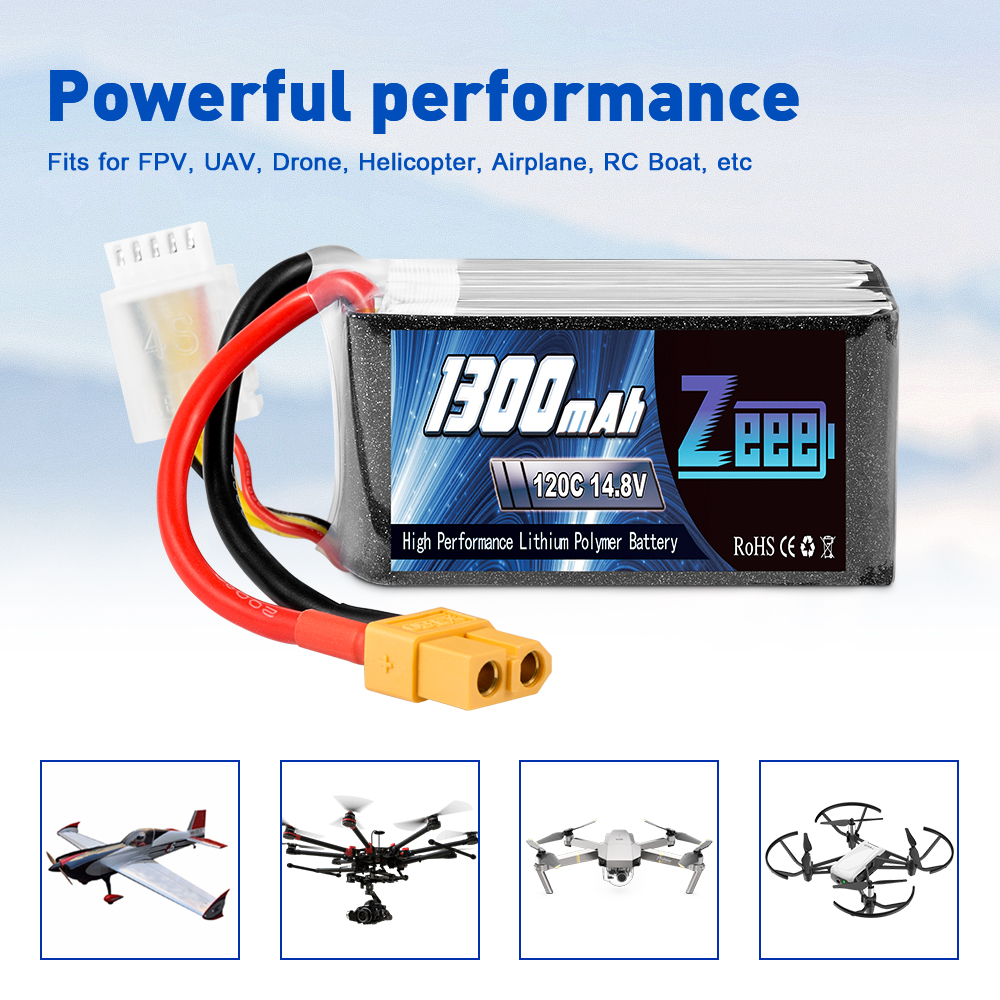 14.8V 120C 1300mAh soft pack with XT60