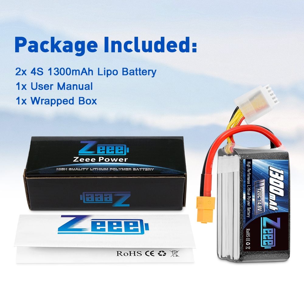 14.8V 120C 1300mAh soft pack with XT60