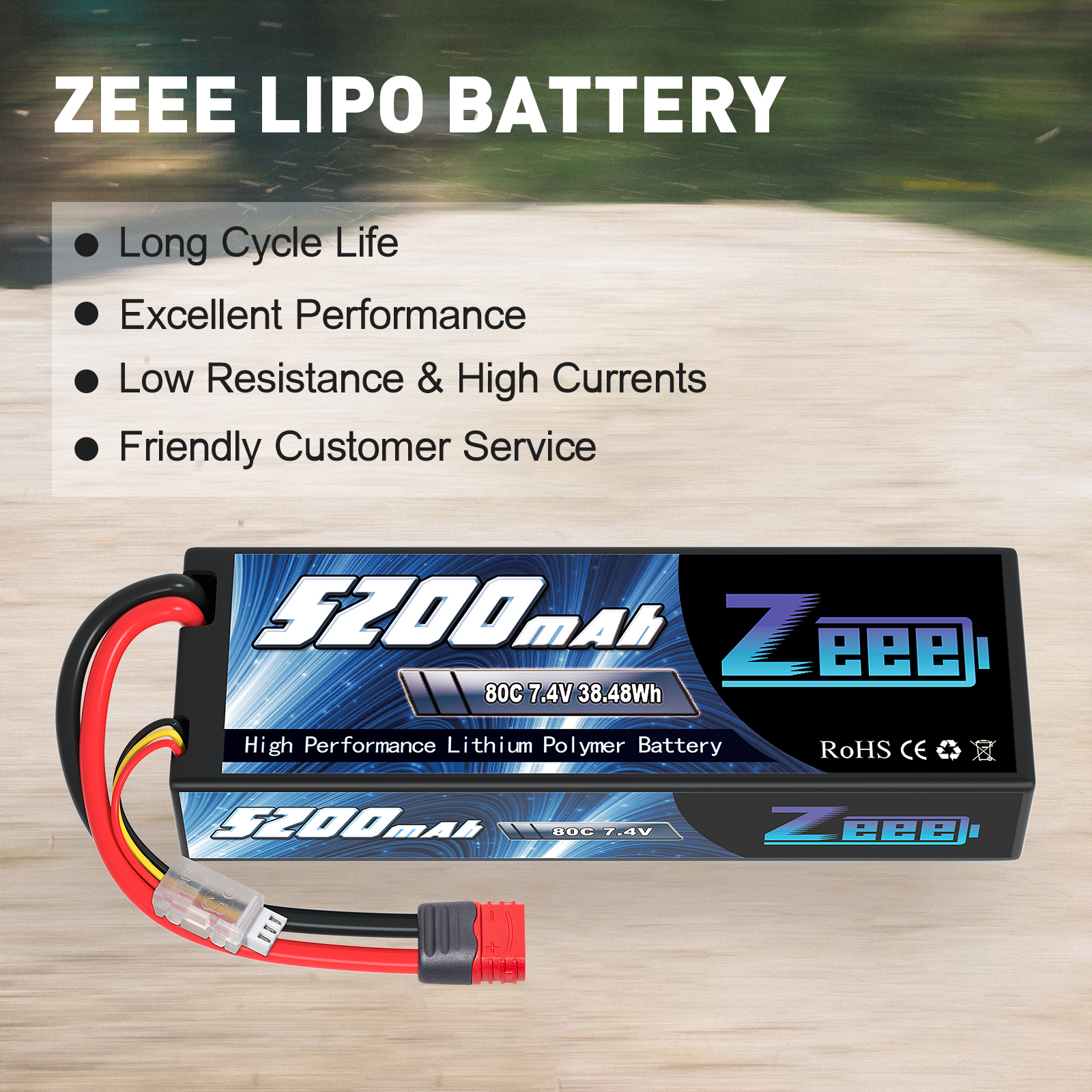 5200mAh 80C 7.4V Deans