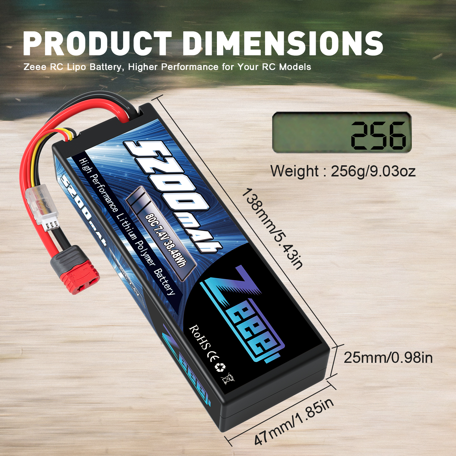 5200mAh 80C 7.4V Deans