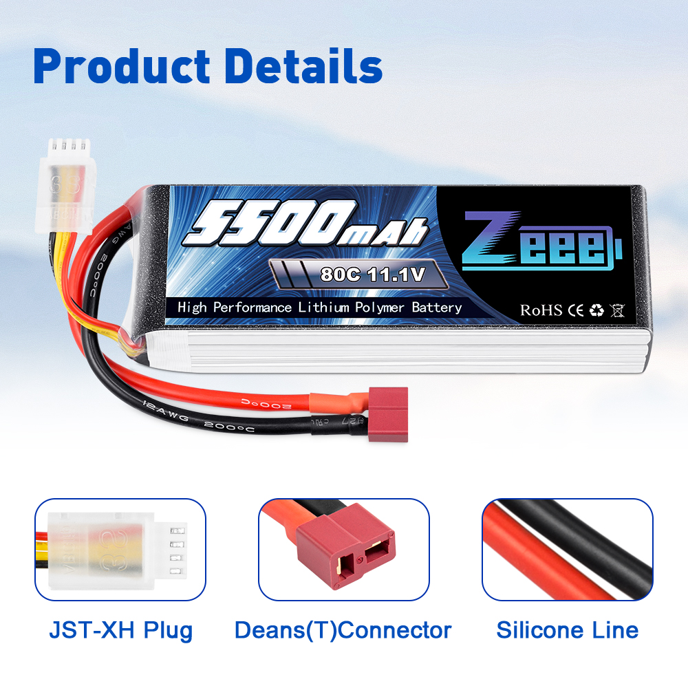 11.1V 80C 5500mAh soft pack