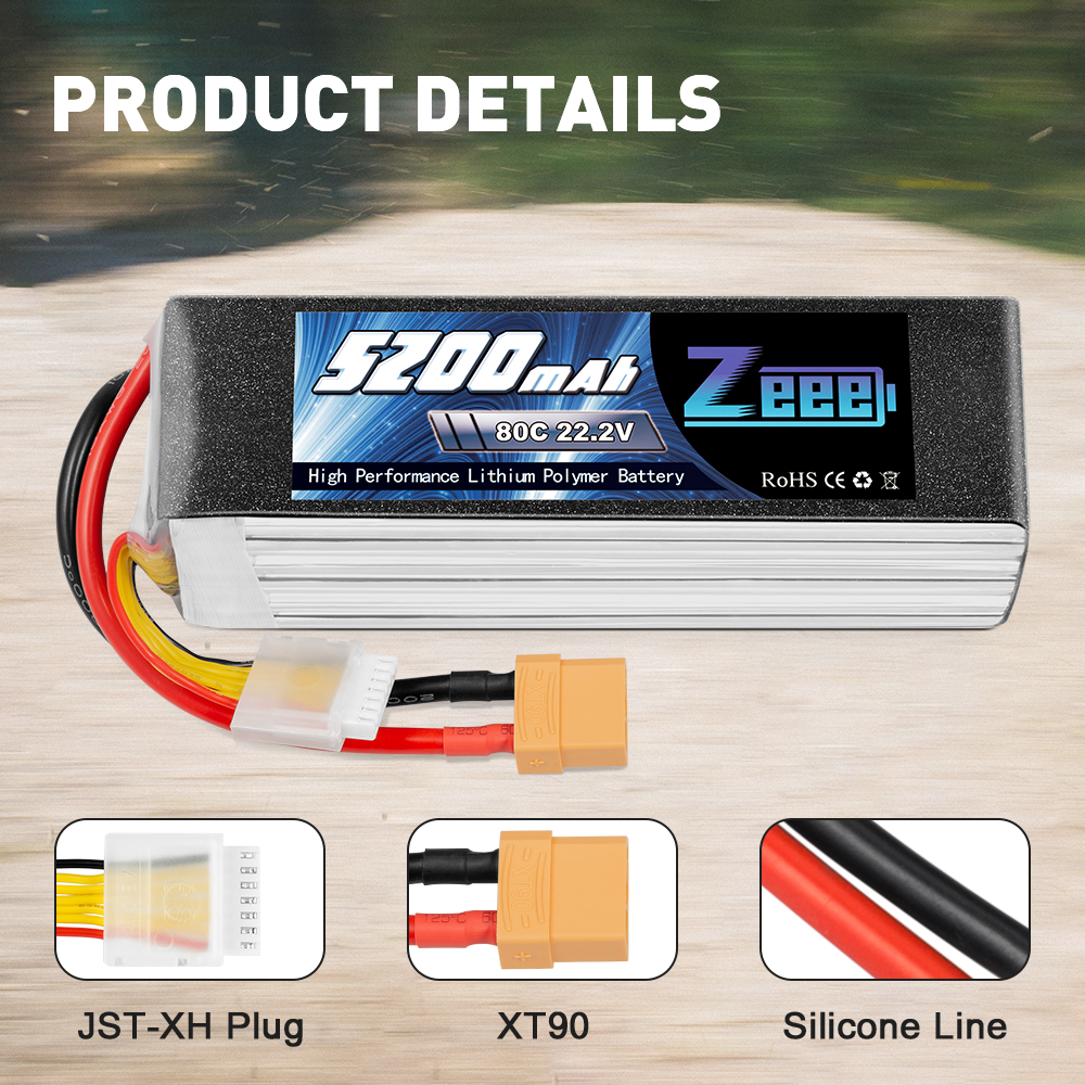 22.2V 80C 5200mAh soft pack with XT90