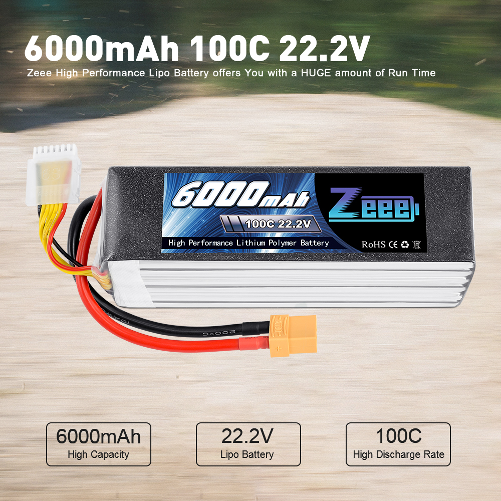 22.2V 100C 6000mAh soft pack with XT90
