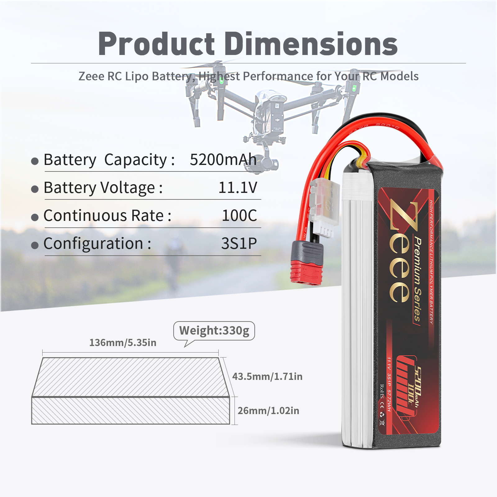 5200mah 100C 11.1V soft pack